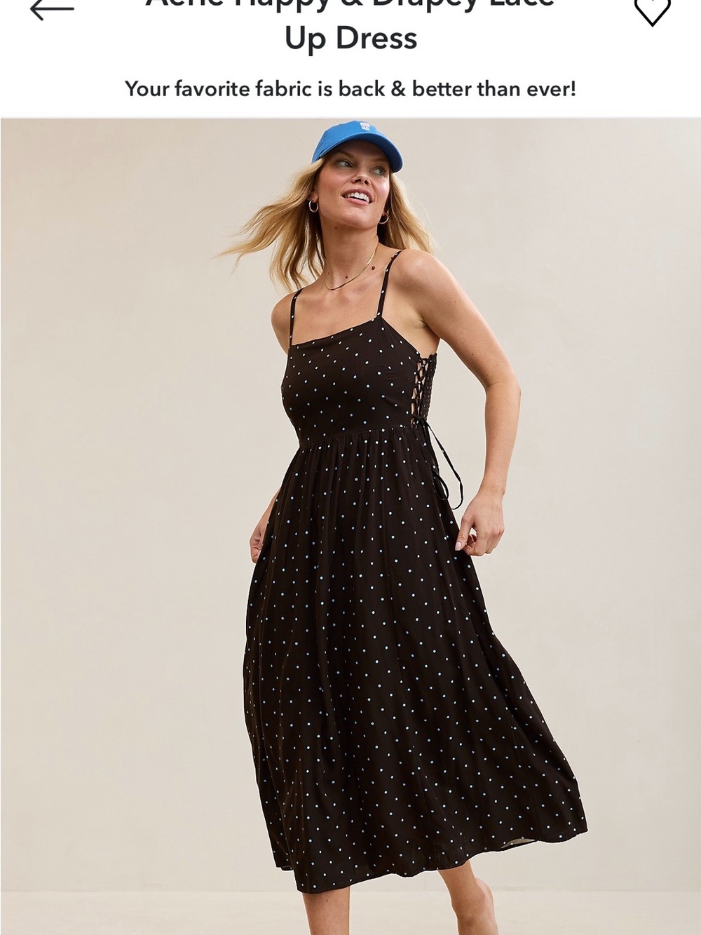 Aerie Polka Dot Lace-Up Maxi Dress